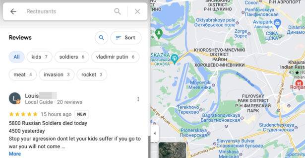 Google Maps foi utilizado como meio de comunicação sobre a Guerra na Ucrânia