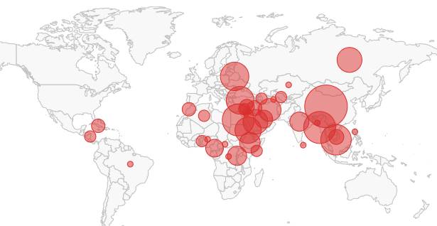 Mapa do CPJ aponta países com mais jornalistas presos